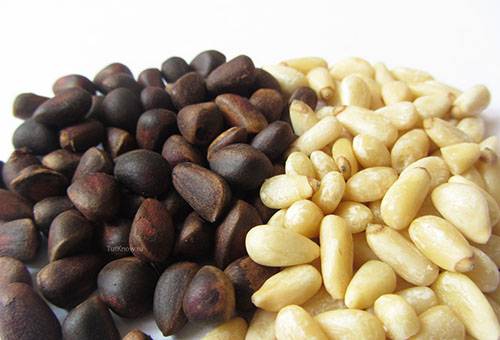 Pignons de pin pelés et non pelés