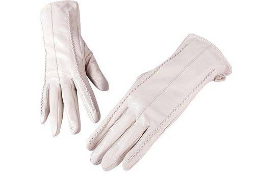 gants en cuir blanc