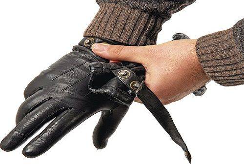 gants en cuir noir