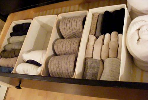 Stockage des chaussettes et des bas