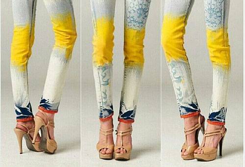 Jeans peints et bouillis