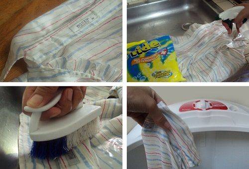 poignet et col de chemise lavés à la main