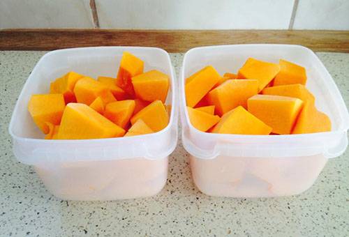 Stockage de citrouille en tranches