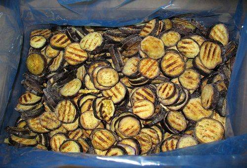 aubergines frites et congelées