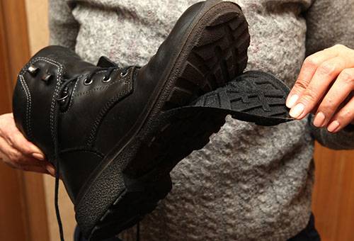 La semelle de la botte pelée