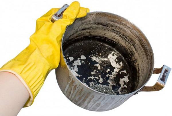 poêle en aluminium à la main