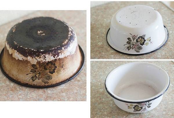 plats émaillés pelés