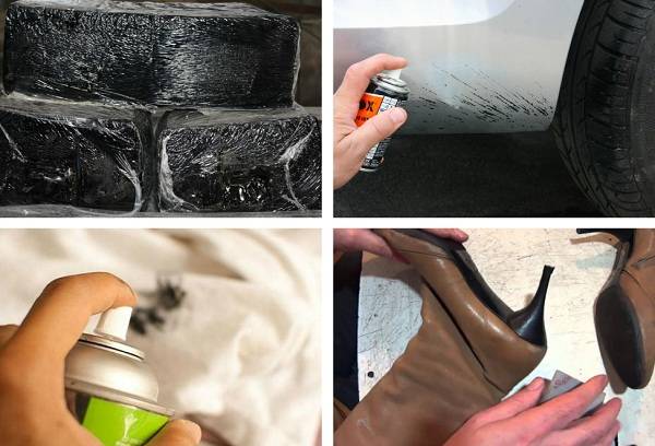 taches bitumineuses sur les voitures, les chaussures et les vêtements