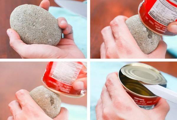 Ouvrez le pot avec une pierre