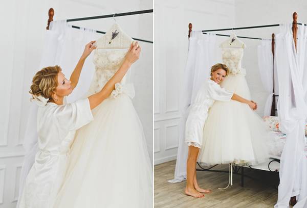 Fille avec sa robe de mariée