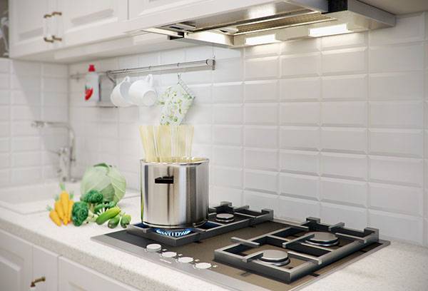 Hotte intégrée dans la cuisine