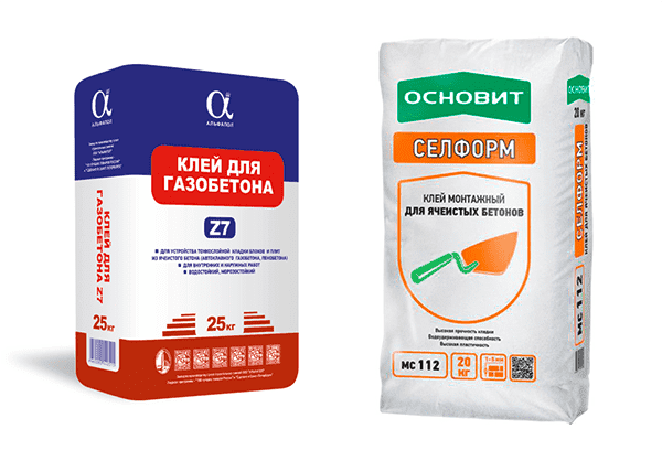 Deux types d'adhésif pour béton cellulaire