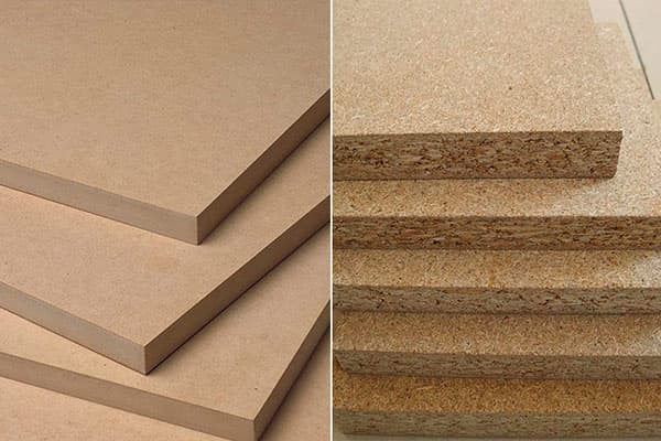 Comparaison de panneaux de particules et de MDF