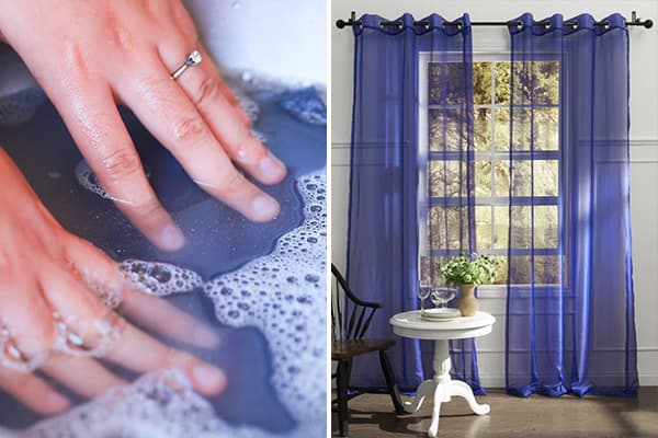 Rideaux de lavage des mains sur les oeillets