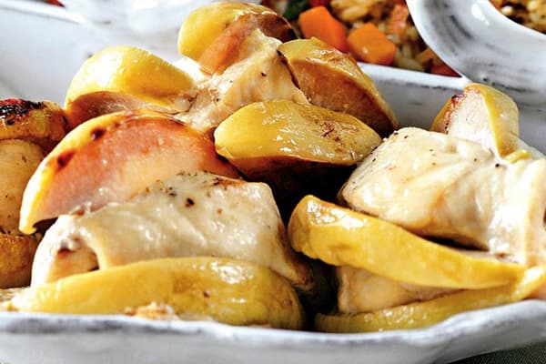 Poulet frit aux coings