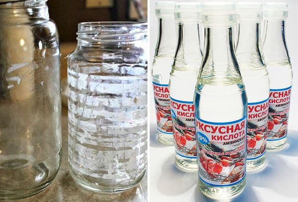 Traces de colle sur le pot et le vinaigre