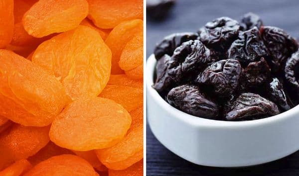 pruneaux et abricots secs