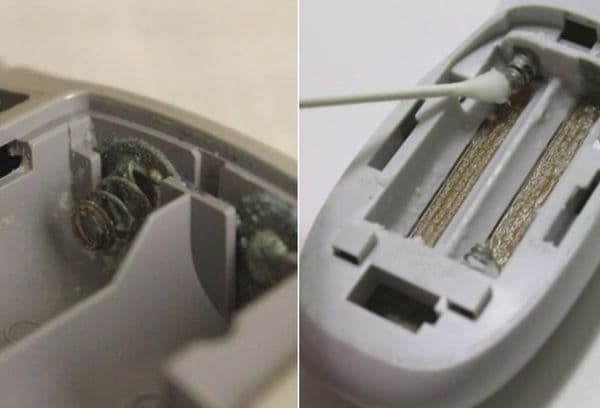 nettoyage de la télécommande à l'intérieur