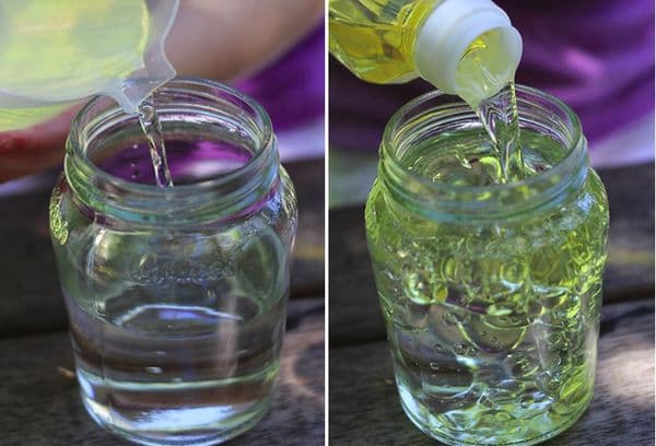 Un mélange d'huile et d'eau