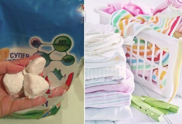 Morceaux dans la lessive