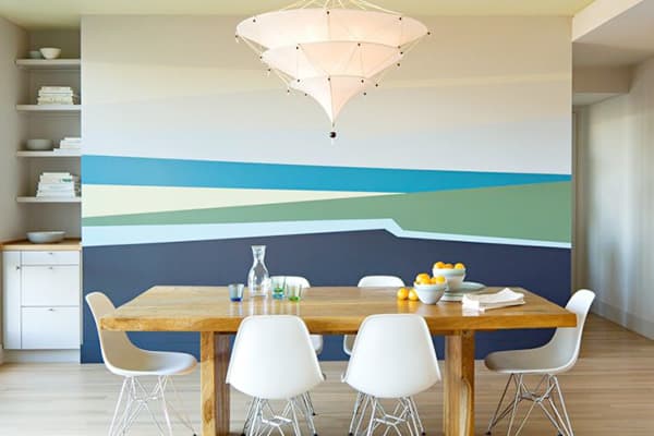 Mur de salon peint en latex