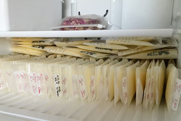 Lait maternel congelé dans des sacs