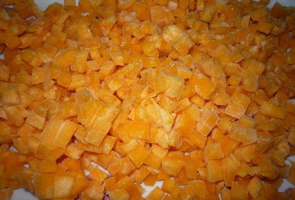 Cubes de citrouille congelés