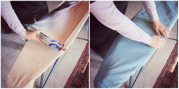 Feuille sur une planche à repasser