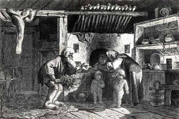 La vie des paysans dans une cabane