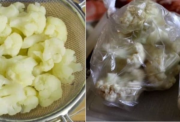 Congélation de chou-fleur blanchi