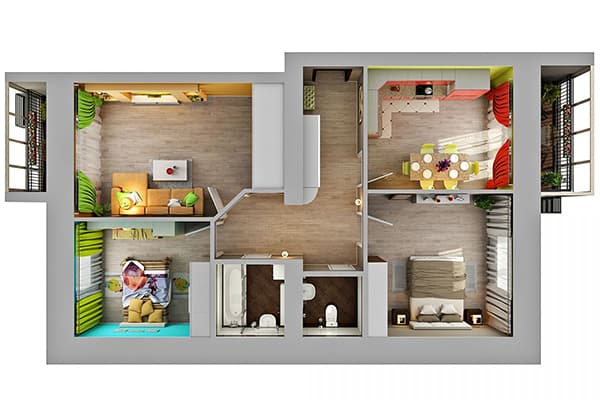 Toilette en face de la porte d'entrée